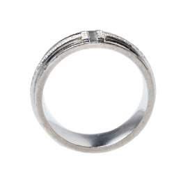 Pre Owned Tiffany & Co. Tiffany T Diamond 18K White Gold Wide Ring Size 53