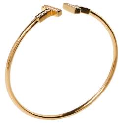 Pre Owned Tiffany & Co. Tiffany T Diamond Wire 18K Rose Gold Bracelet