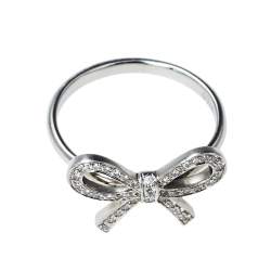 Pre Owned Tiffany & Co. Tiffany Bow Diamond Platinum Ring Size 53