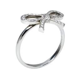 Pre Owned Tiffany & Co. Tiffany Bow Diamond Platinum Ring Size 53