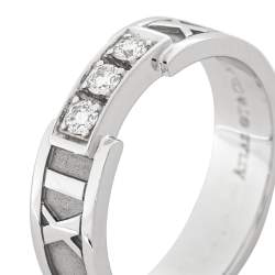 Pre Owned Tiffany & Co. Atlas Diamond 18K White Gold Ring Size 54