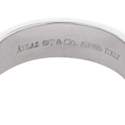 Pre Owned Tiffany & Co. Atlas Diamond 18K White Gold Ring Size 54