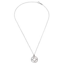 Pre Owned Tiffany & Co. Atlas Diamond 18K White Gold Roman Numeral Pendant Necklace