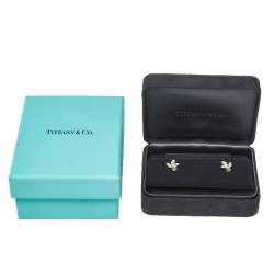 Pre Owned Tiffany & Co. Paloma Picasso® Olive Leaf Diamond 18K White Gold Stud Earrings