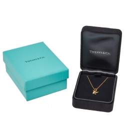 Pre Owned Tiffany & Co. Paloma Picasso Olive Leaf Diamond 18K Yellow Gold Pendant Necklace