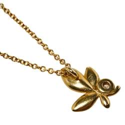 Pre Owned Tiffany & Co. Paloma Picasso Olive Leaf Diamond 18K Yellow Gold Pendant Necklace