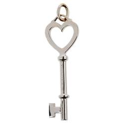 Tiffany & Co. Tiffany Keys Diamond 18K White Gold Heart Key Pendant