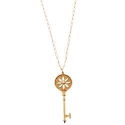 Pre Owned Tiffany & Co. Daisy Key Diamond 18K Rose Gold Long Pendant Necklace