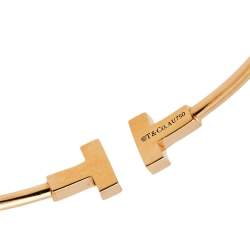Pre Owned Tiffany & Co. T Wire 18K Rose Gold Narrow Bracelet