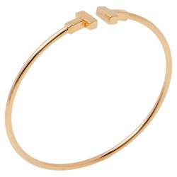 Pre Owned Tiffany & Co. T Wire 18K Rose Gold Narrow Bracelet