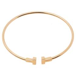 Pre Owned Tiffany & Co. T Wire 18K Rose Gold Narrow Bracelet