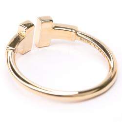 Pre Owned Tiffany & Co. Diamond 18K Pink Gold T Wire Band Ring Size 50.5