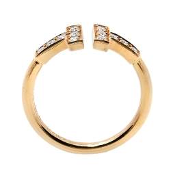 Pre Owned Tiffany & Co. Tiffany T Wire Diamond 18K Rose Gold Ring Size 48