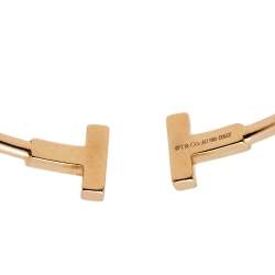 Pre Owned Tiffany & Co. Tiffany T Wire Diamond 18K Rose Gold Bracelet