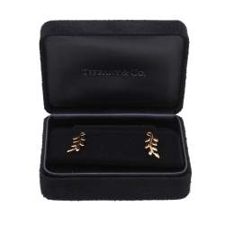 Pre Owned Tiffany & Co. Paloma Picasso Olive Leaf Climber 18k Rose Gold Stud Earrings