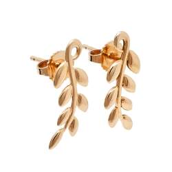 Pre Owned Tiffany & Co. Paloma Picasso Olive Leaf Climber 18k Rose Gold Stud Earrings