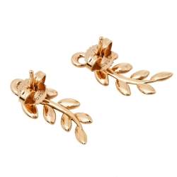 Pre Owned Tiffany & Co. Paloma Picasso Olive Leaf Climber 18k Rose Gold Stud Earrings