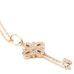 Pre Owned Tiffany & Co. 18K Rose Gold Diamond Victoria Key Pendant Necklace
