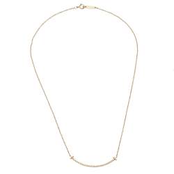 Pre Owned Tiffany & Co. Tiffany T Smile Diamond 18K Rose Gold Pendant Necklace