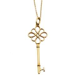 Pre Owned Tiffany & Co. Tiffany Knot Key 18K Rose Gold Pendant Necklace 