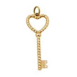 Tifanny & Co. Twisted 18K Yellow Gold Heart Key Pendant