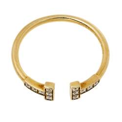 Pre Owned Tiffany & Co. Tiffany T Diamond Wire 18K Yellow Gold Ring Size 56