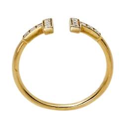 Pre Owned Tiffany & Co. Tiffany T Diamond Wire 18K Yellow Gold Ring Size 56