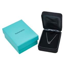 Pre Owned Tiffany & Co. Diamond 18K White Gold Horse Shoe Pendant Necklace