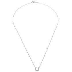 Pre Owned Tiffany & Co. Diamond 18K White Gold Horse Shoe Pendant Necklace