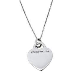 Pre Owned Tiffany & Co. Please Return to Tiffany Diamond 18k White Gold Heart Tag Pendant Necklace