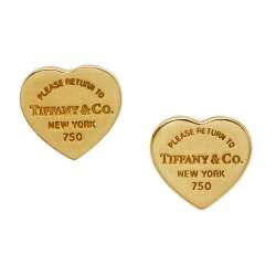 مملوكة مسبقًا Tiffany & Co. Return to Tiffany® 18K Yellow Gold Gold Heart Tag Mini Stud Earrings