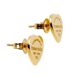 مملوكة مسبقًا Tiffany & Co. Return to Tiffany® 18K Yellow Gold Gold Heart Tag Mini Stud Earrings