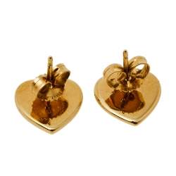 مملوكة مسبقًا Tiffany & Co. Return to Tiffany® 18K Yellow Gold Gold Heart Tag Mini Stud Earrings