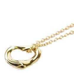 Pre Owned Tiffany & Co. Elsa Peretti Open Heart 18K Yellow Gold Necklace