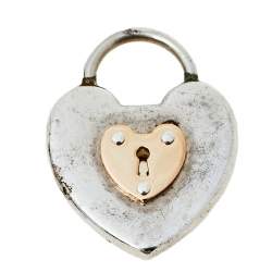 Pre Owned Tiffany & Co. Vintage 18K Rose Gold & Silver Heart Key Lock Pendant