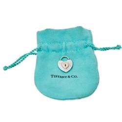 Pre Owned Tiffany & Co. Vintage 18K Rose Gold & Silver Heart Key Lock Pendant