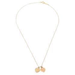 Pre Owned Tiffany & Co. Return To Tiffany Diamond 18K Rose Gold Mini Double Heart Tag Pendant Necklace