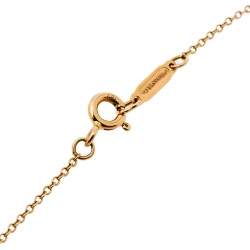 Pre Owned Tiffany & Co. Return To Tiffany Diamond 18K Rose Gold Mini Double Heart Tag Pendant Necklace