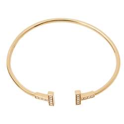 Pre Owned Tiffany & Co. Tiffany T Wire Diamond 18K Rose Gold Bracelet