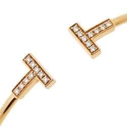 Pre Owned Tiffany & Co. Tiffany T Wire Diamond 18K Rose Gold Bracelet