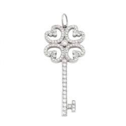 Tiffany & Co. Quatra Heart Key Diamond Platinum Pendant