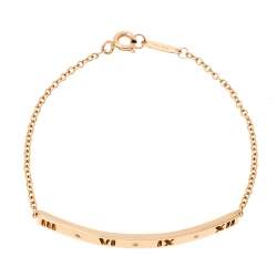 Pre Owned Tiffany & Co. Atlas Pierced Diamond 18K Rose Gold Bracelet