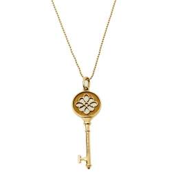 Pre Owned Tiffany & Co. Tiffany Knot Key 18K Yellow Gold Pendant Necklace 