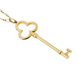Pre Owned Tiffany & Co. Trefoil 18K Yellow Gold  Key Pendant Necklace