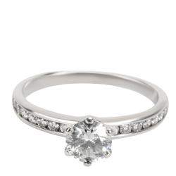Pre Owned Tiffany & Co. Channel Diamond Engagement Platinum Ring Size EU 54.5