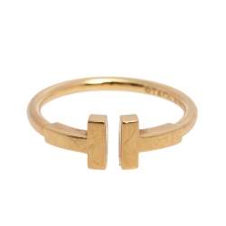 Pre Owned Tiffany & Co. Tiffany T Wire 18K Yellow Gold Ring Size EU 51