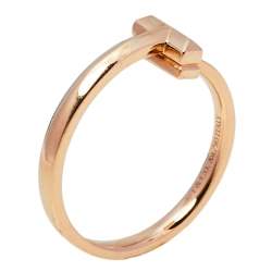 Pre Owned Tiffany & Co. Tiffany T T1 18K Rose Gold Ring Size EU 55