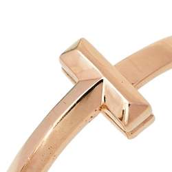 Pre Owned Tiffany & Co. Tiffany T T1 18K Rose Gold Ring Size EU 55