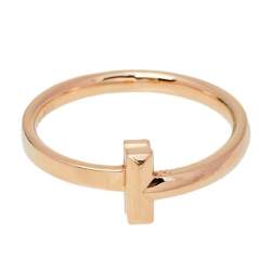 Pre Owned Tiffany & Co. Tiffany T T1 18K Rose Gold Ring Size EU 55
