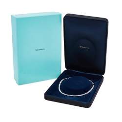Pre Owned Tiffany & Co. Atlas Diamond 18K White Gold Link Choker Necklace